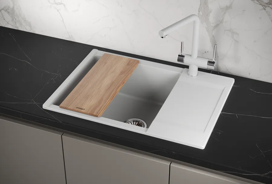 ES-7003, АРКТИК (БЕЛЫЙ), кухонная мойка, кварц, ESTETICA