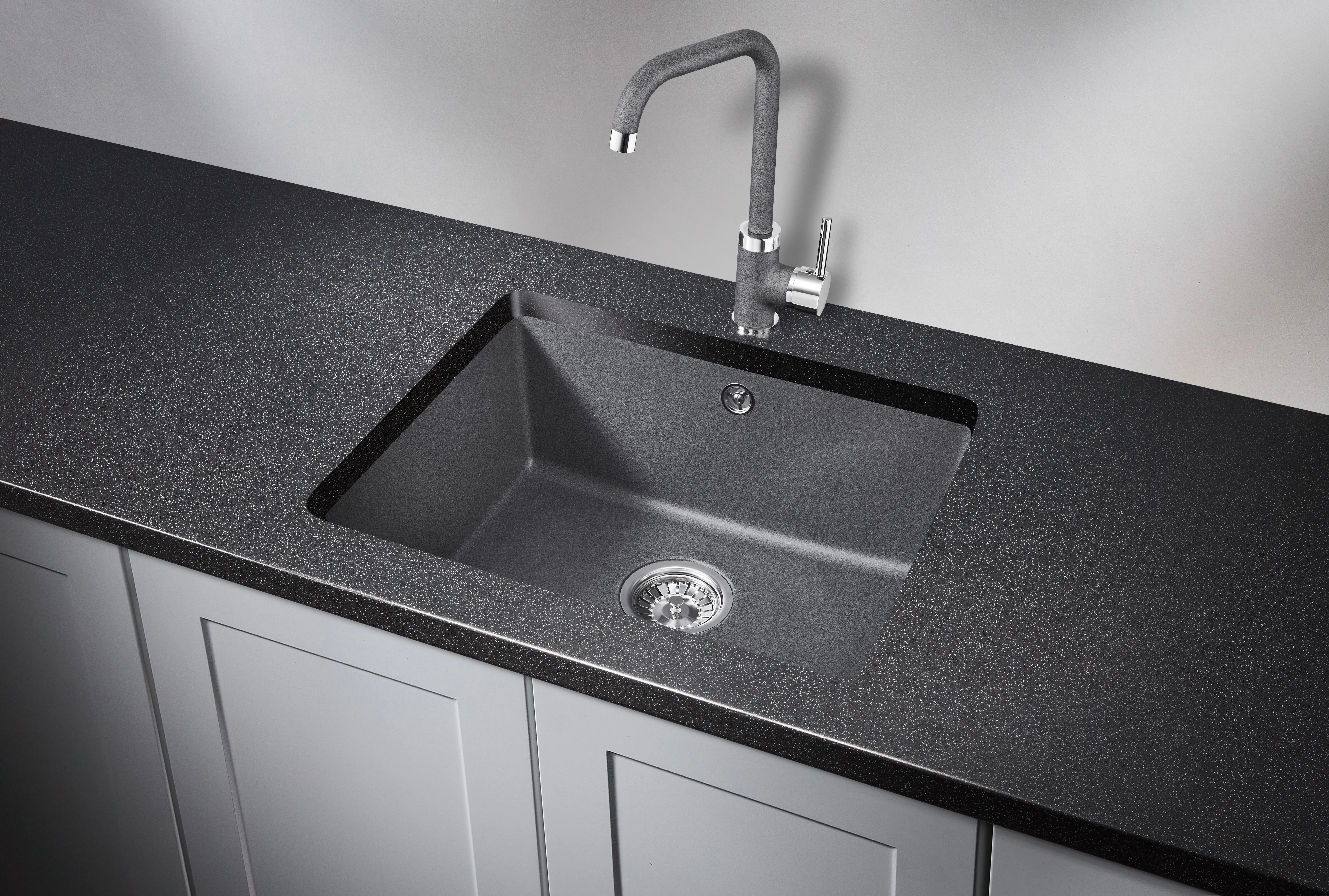 5551, ГРАФИТ (ЧЁРНО-СЕРЫЙ), кухонная мойка, кварц