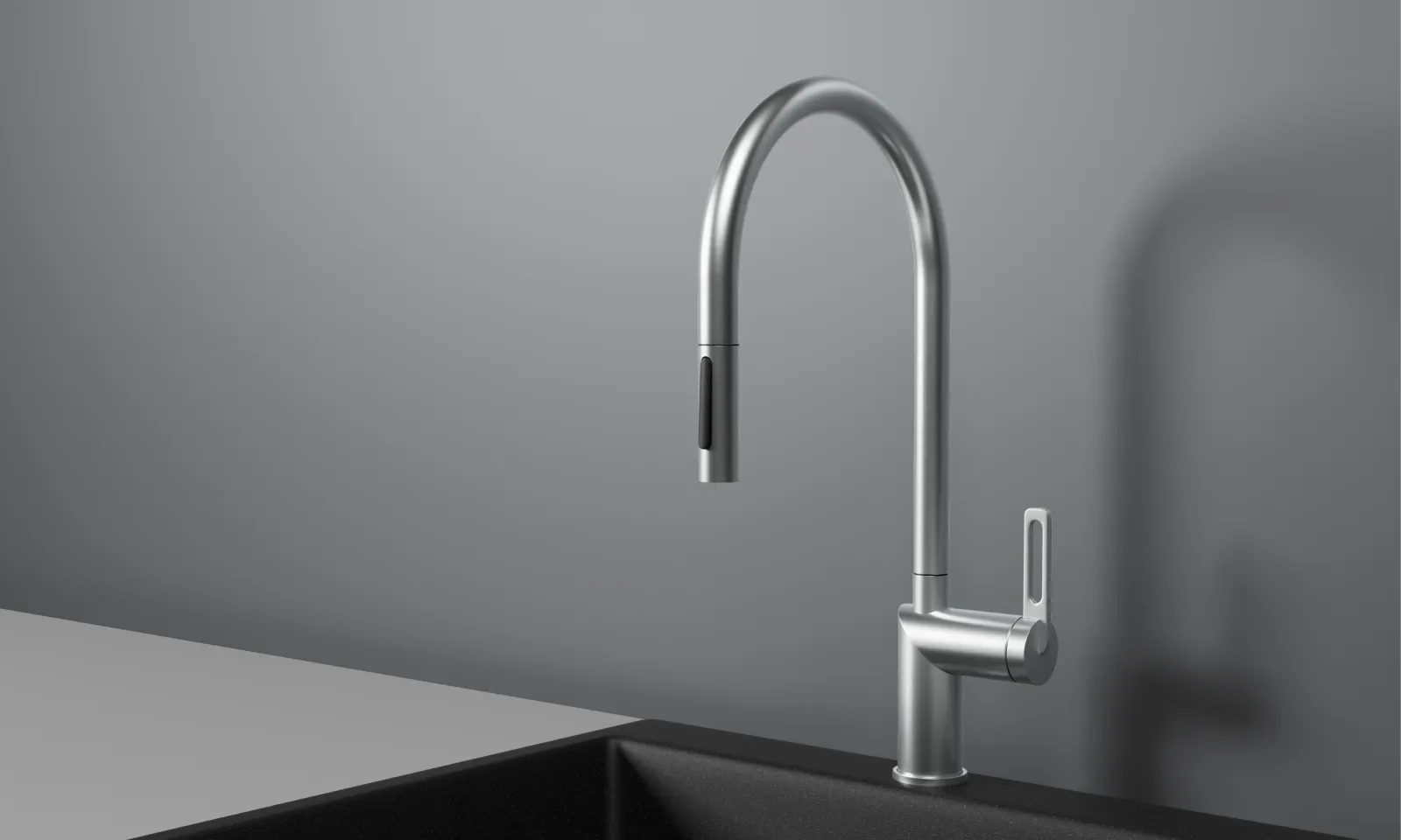 GR-8172, НЕРЖ, СМЕСИТЕЛЬ КУХОННЫЙ С ВЫДВИЖНЫМ ИЗЛИВОМ