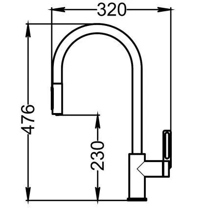 GR-8168, ЧЕРНЫЙ, СМЕСИТЕЛЬ КУХОННЫЙ С ВЫДВИЖНЫМ ИЗЛИВОМ
