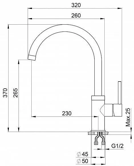 2125, АРКТИК (БЕЛЫЙ), СМЕСИТЕЛЬ КУХОННЫЙ