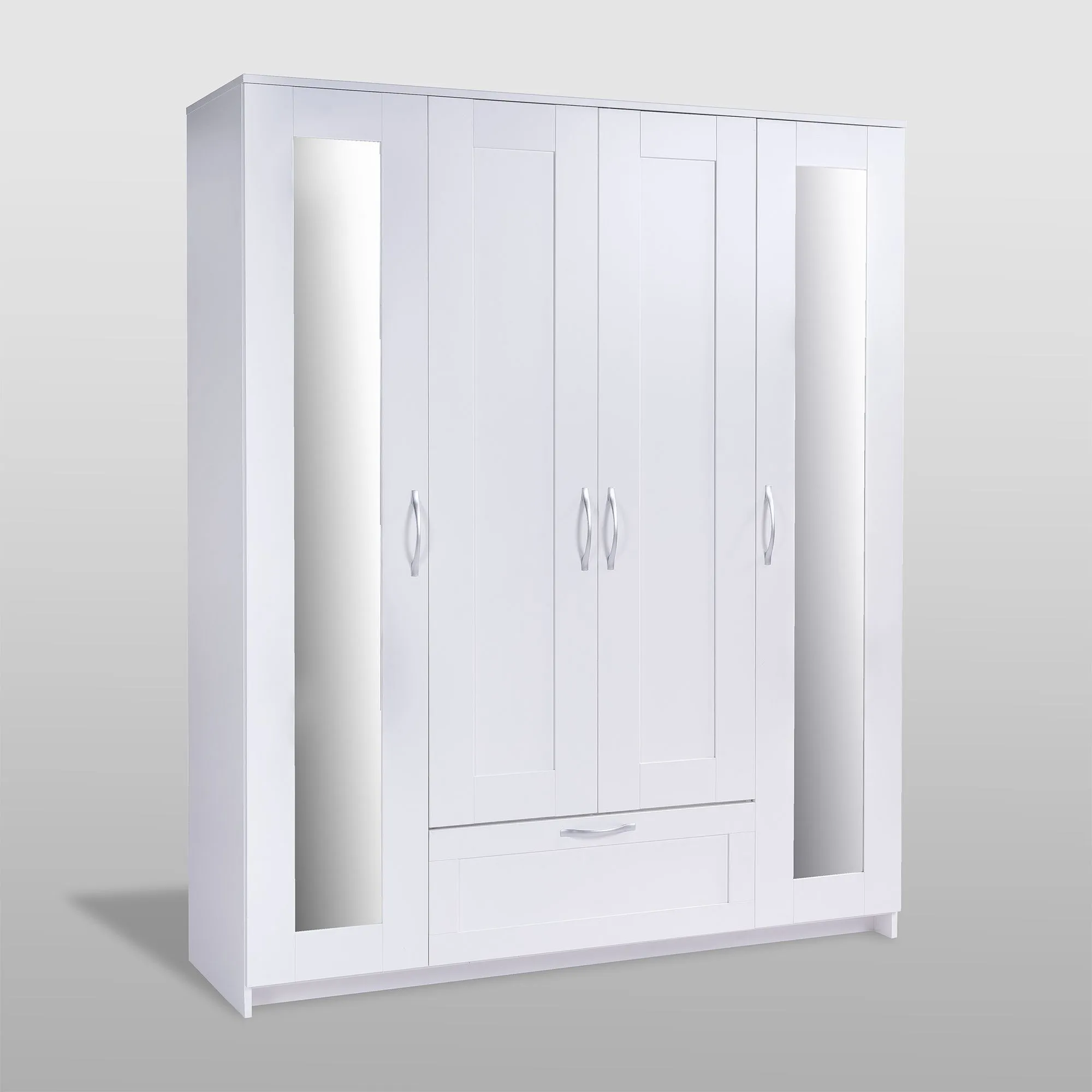 2.02.01.042.1 СИРИУС шкаф комбинированный "4 двери и 1 ящик белый RU (с 2 зеркалами)"