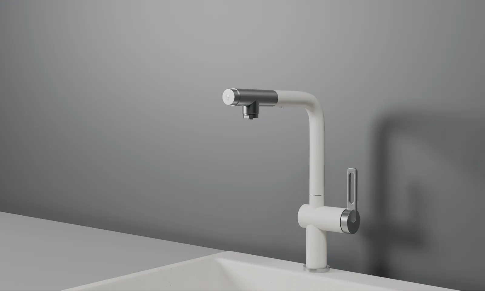 GR-8169, АРКТИК (БЕЛЫЙ), СМЕСИТЕЛЬ КУХОННЫЙ С ВЫДВИЖНЫМ ИЗЛИВОМ