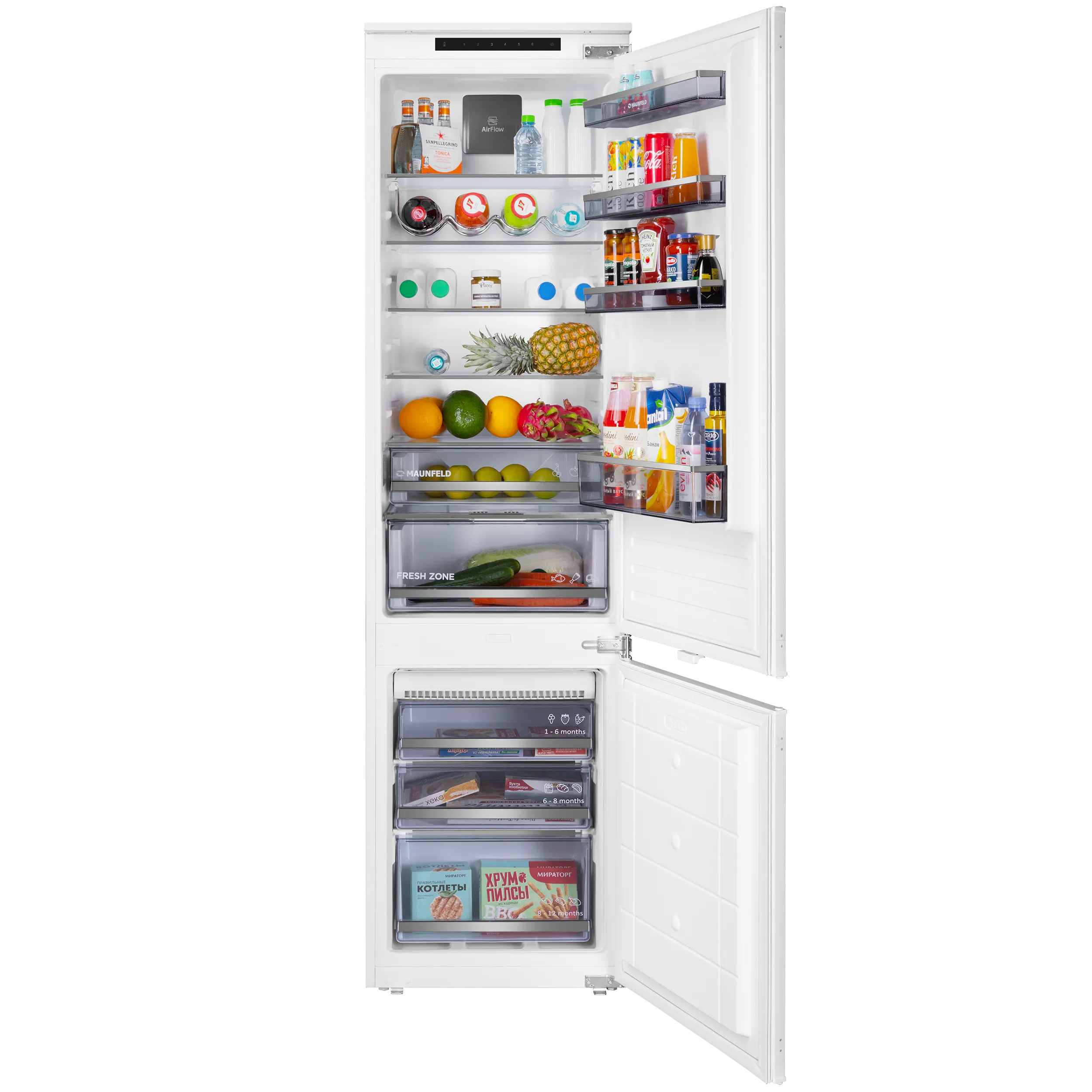 Встраиваемый холодильник NO FROST с инвертором MAUNFELD MBF193NFFWGR Inverter Белый