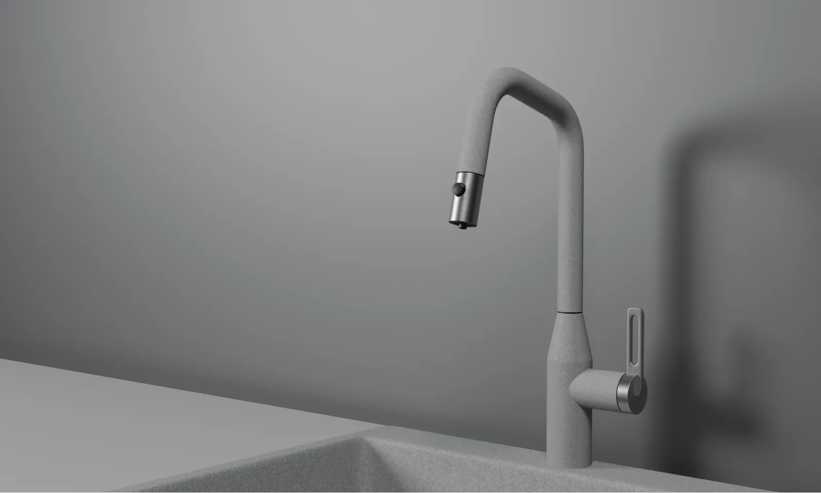 GR-8171, БАЗАЛЬТ, СМЕСИТЕЛЬ КУХОННЫЙ С ВЫДВИЖНЫМ ИЗЛИВОМ