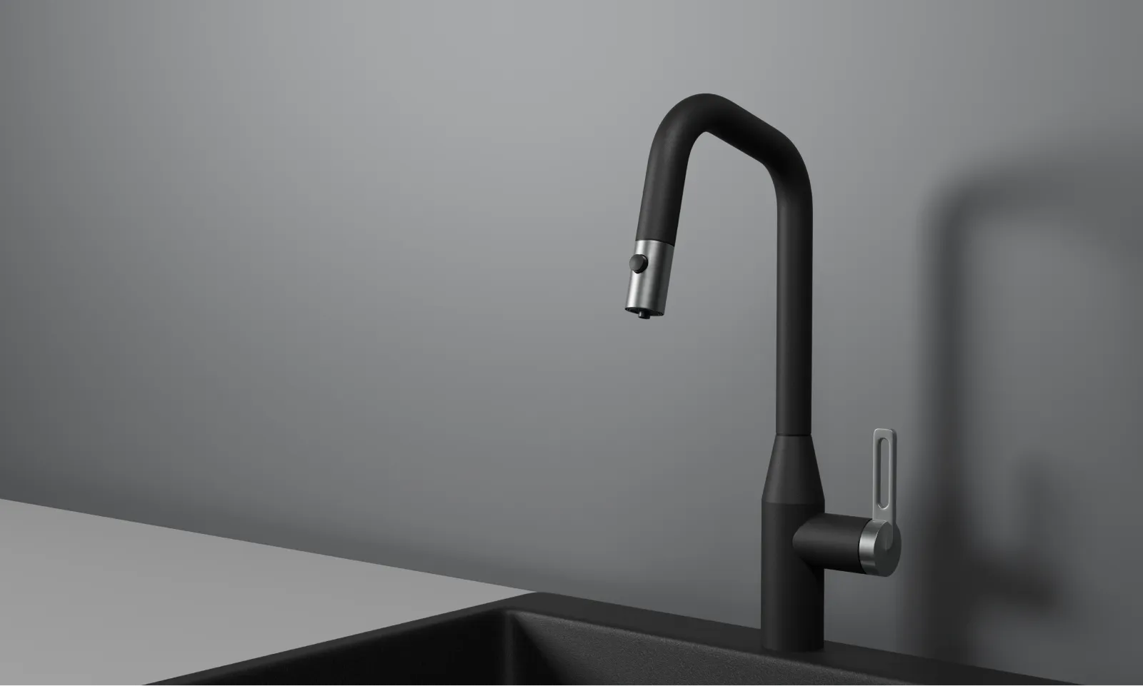 GR-8171, ШВАРЦ, СМЕСИТЕЛЬ КУХОННЫЙ С ВЫДВИЖНЫМ ИЗЛИВОМ