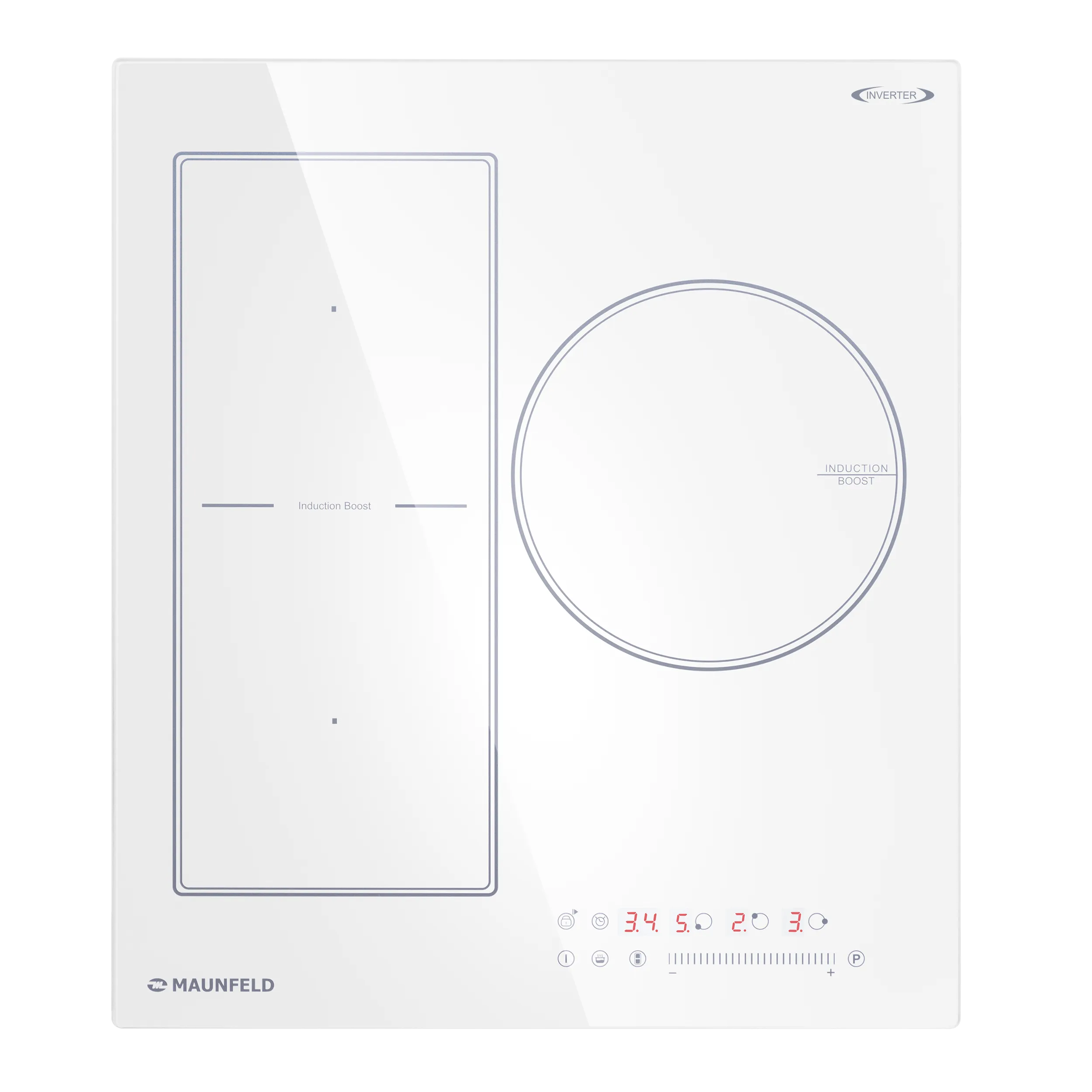 Индукционная варочная панель с объединением зон Bridge Induction MAUNFELD CVI453SBWH Inverter Белый