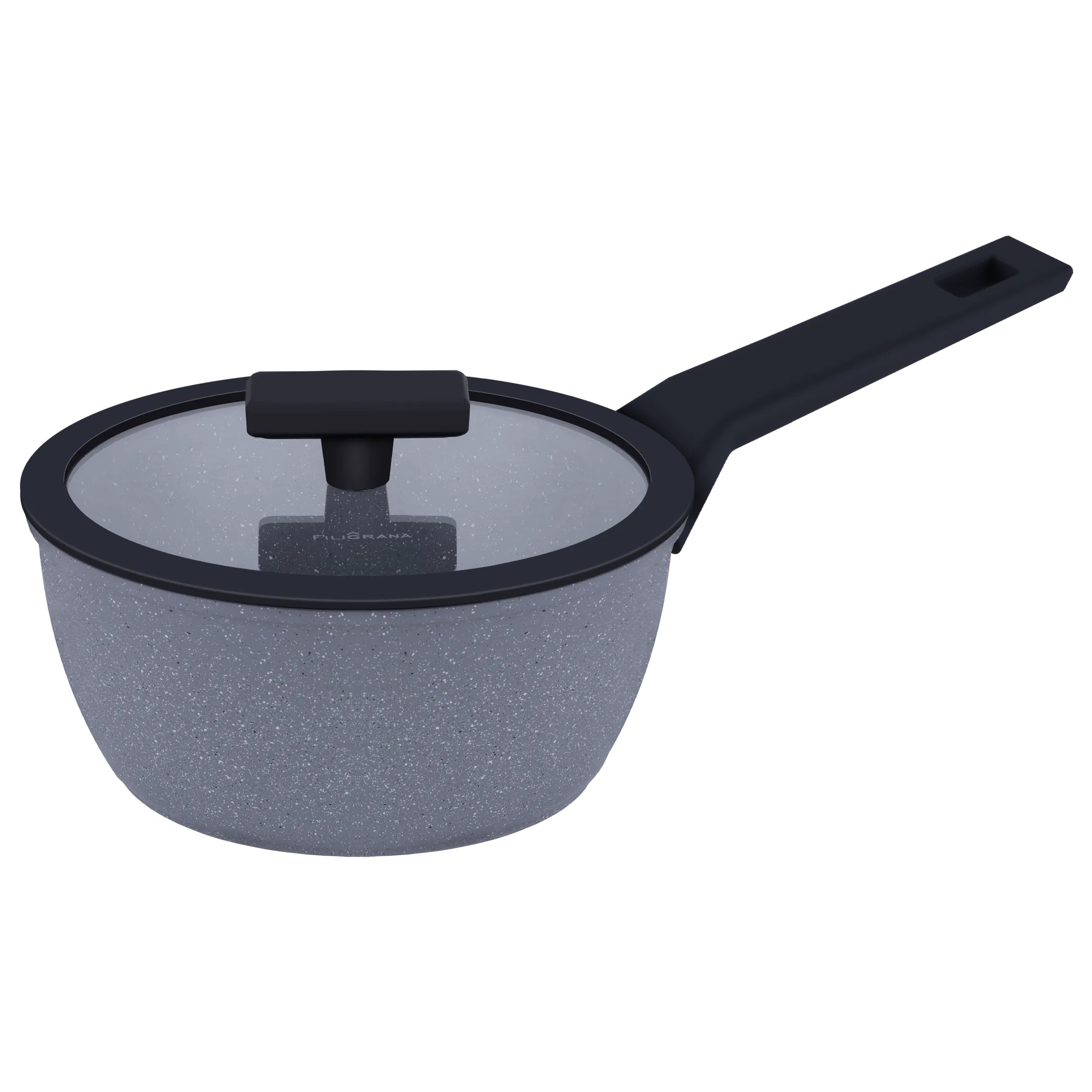 Ковш FILIGRANA SAGA FG18SGA01SP из кованого алюминия со стеклянной крышкой, 18 см Серый