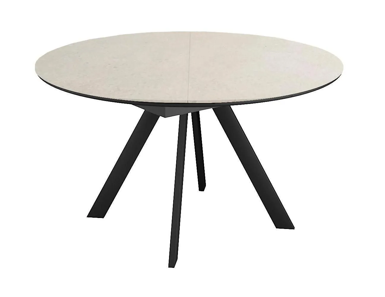 Стол DikLine SKC120 d1200 Керамика Krater Perla (бежевый матовый)/подстолье черное/опоры черные
