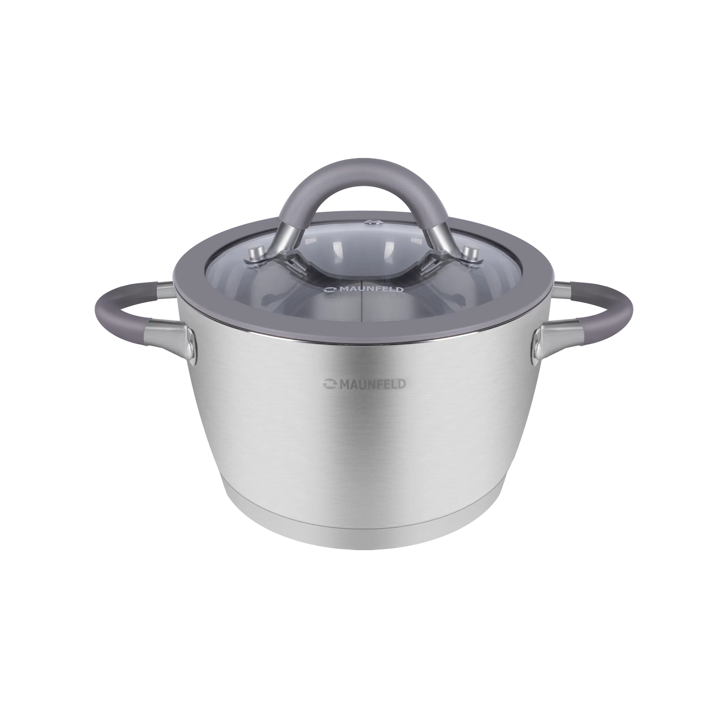 Кастрюля MAUNFELD LEONA MF20LN01CR из нержавеющей стали со стеклянной крышкой, 16 см, 1,7 л.