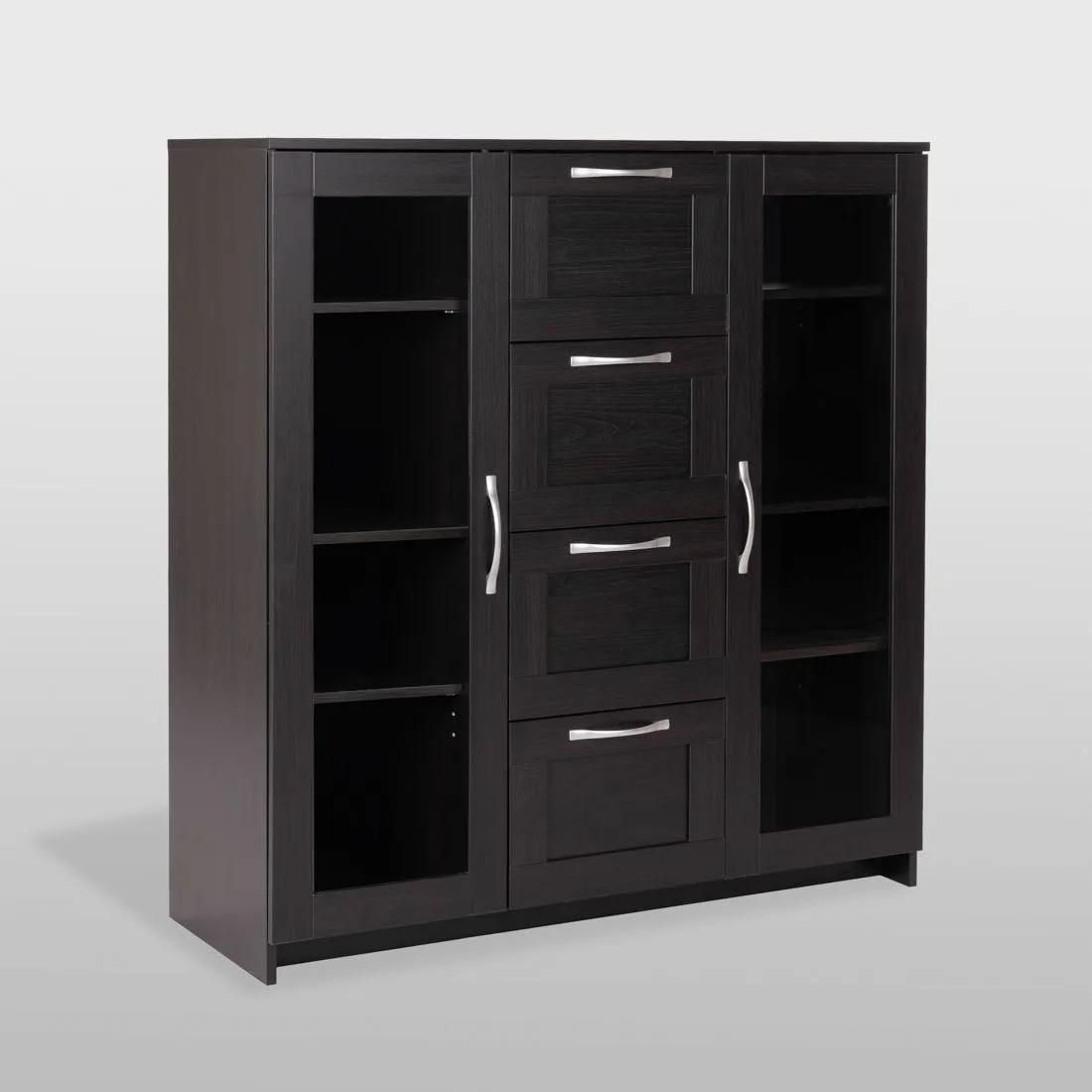 2.02.03.400.5 СИРИУС тумба 2 двери со стеклом и 4 ящика 117х123 Дуб Венге RU