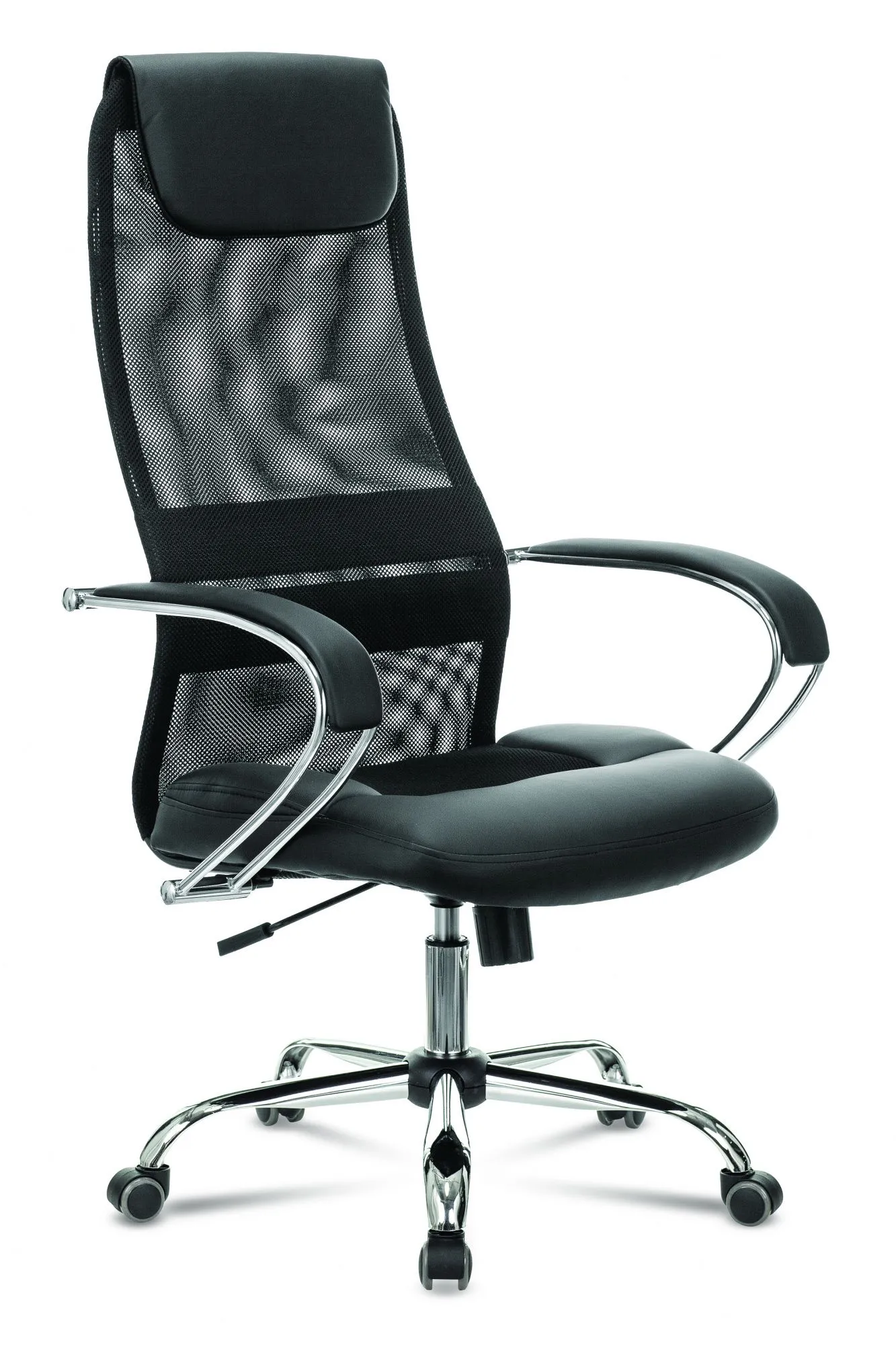 Кресло руководителя Бюрократ CH-608SL черный TW-01 TW-11 экокожа/сетка с подголов. крестов. металл хром