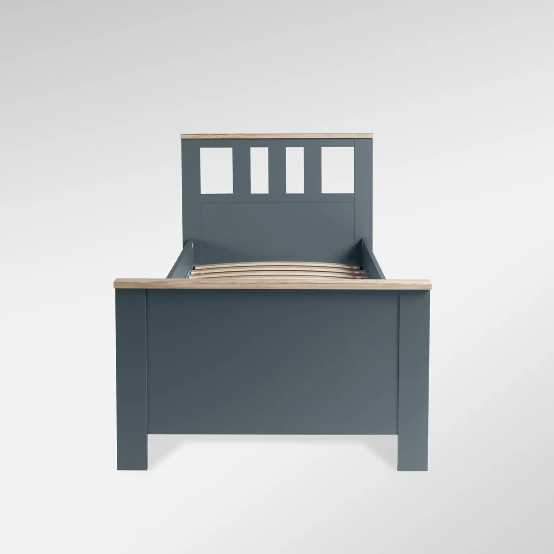 2.08.04.050.16 САГА кровать одинарная 90х200 темно-бирюзовая/ясень