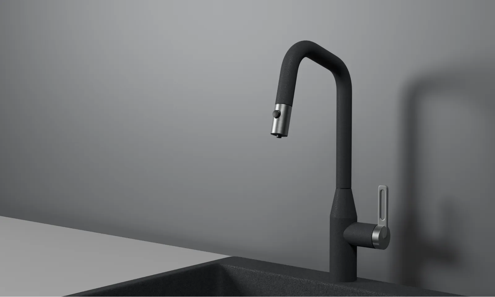 GR-8171, ГРАФИТ, СМЕСИТЕЛЬ КУХОННЫЙ С ВЫДВИЖНЫМ ИЗЛИВОМ