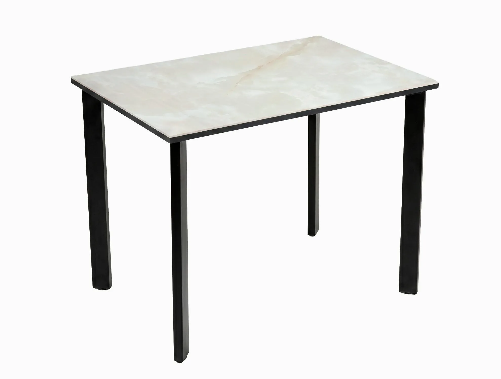 Стол DikLine DKT90 Керамика глянец белый Icelandic white jade (Ostra Bianco Light)/подстолье черное/опоры черные