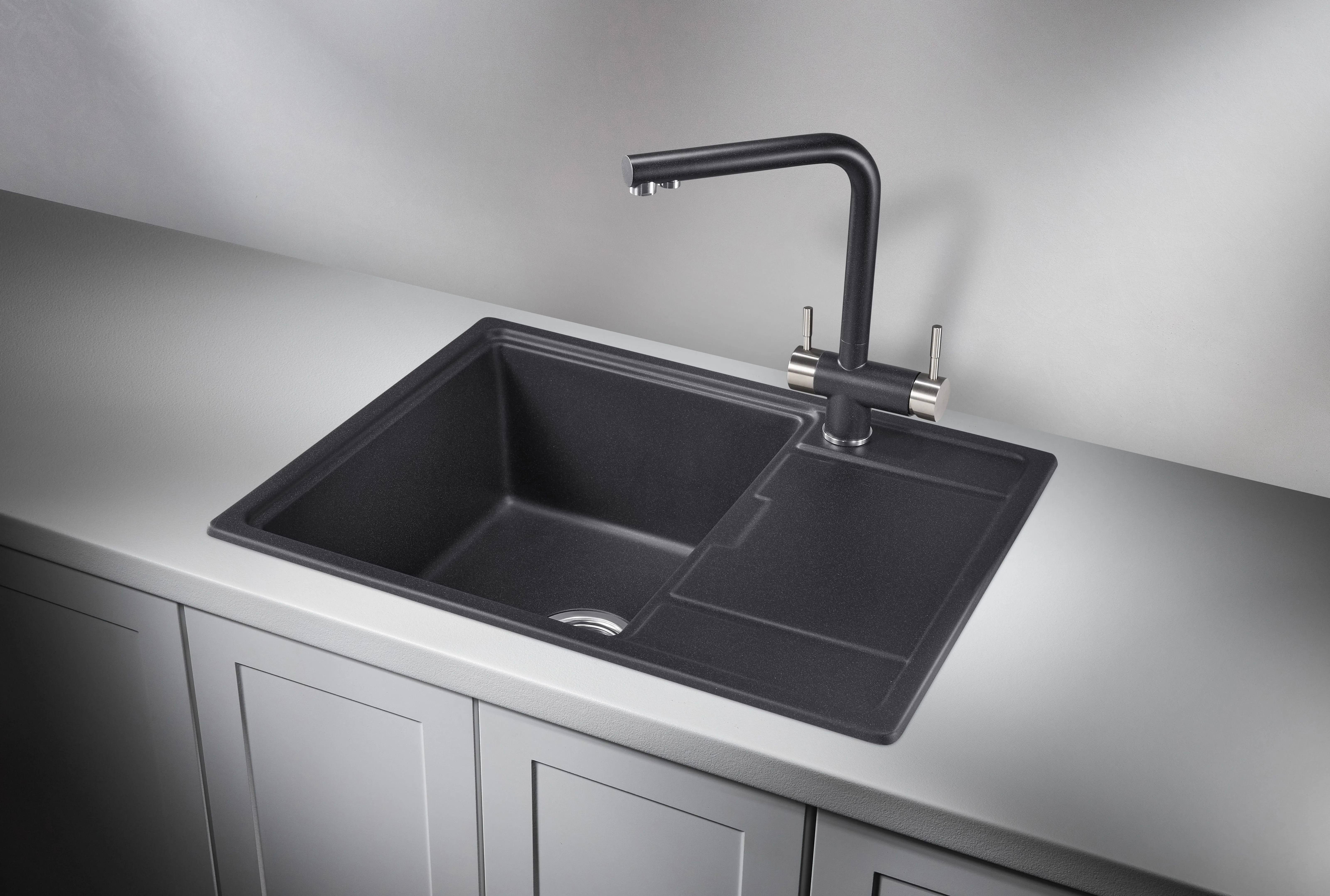 6503, ЧЁРНЫЙ, кухонная мойка, кварц