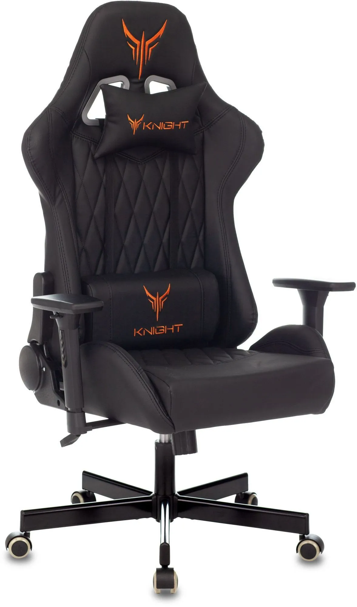 Кресло игровое Knight Armor черный ромбик экокожа с подголов. крестов. металл