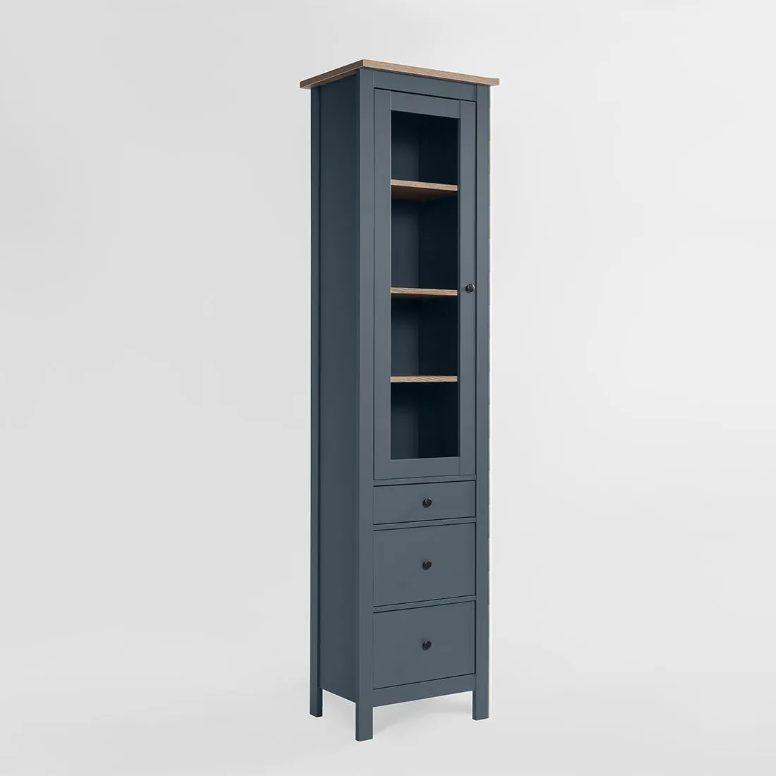 2.08.07.120.16 САГА шкаф с витриной 50 темно-бирюзовый/ясень RU