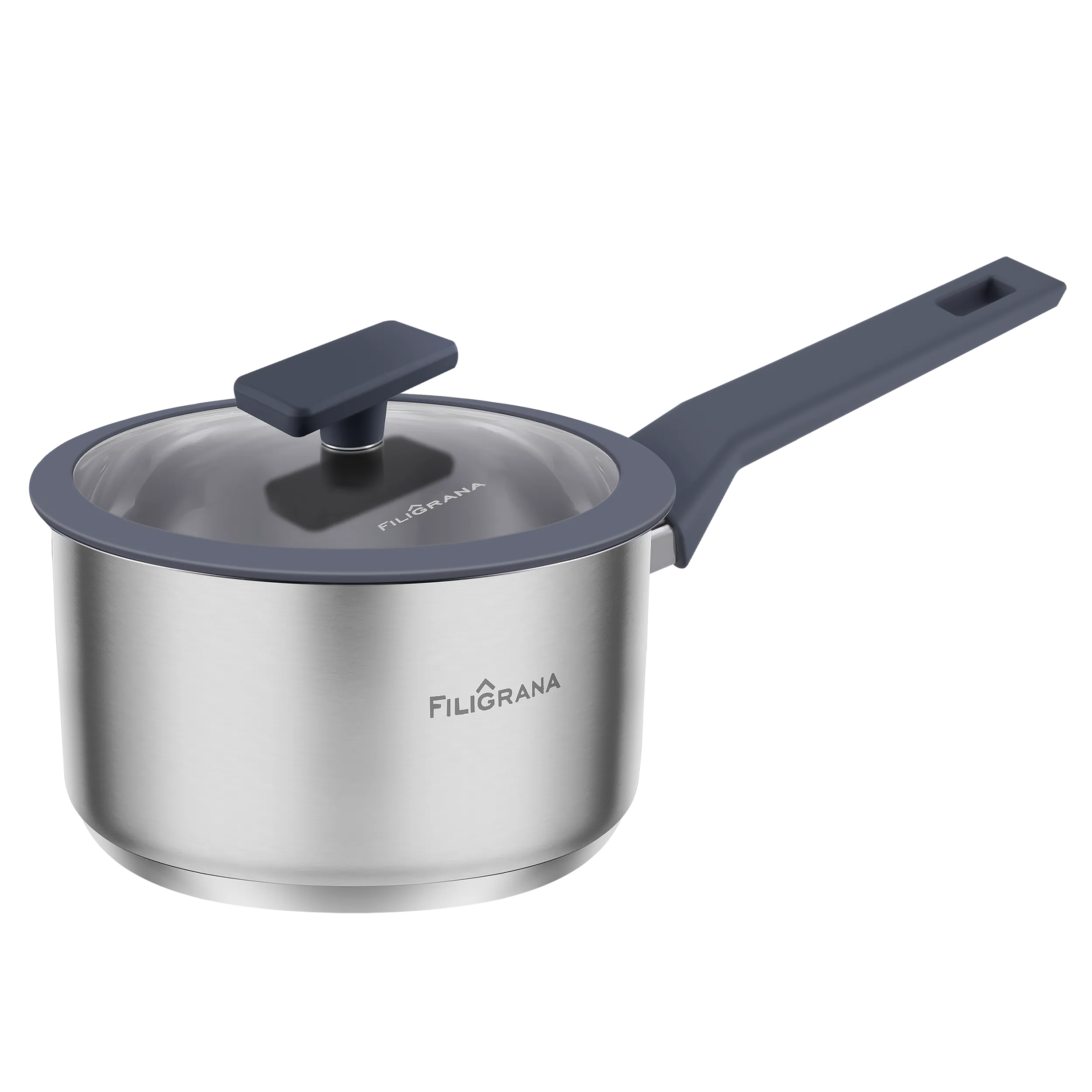 Ковш FILIGRANA STELLA FG18STL01SP из нержавеющей стали со стеклянной крышкой, 16 см, 1,8  л. Нержавеющая сталь