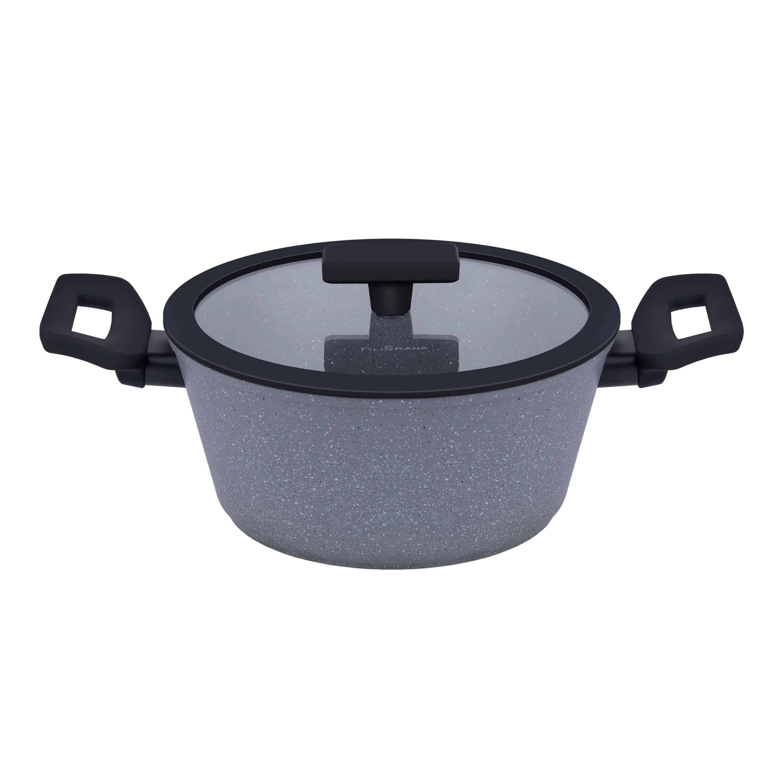 Кастрюля FILIGRANA SAGA FG20SGA01CS из кованого алюминия со стеклянной крышкой, 20 см Серый