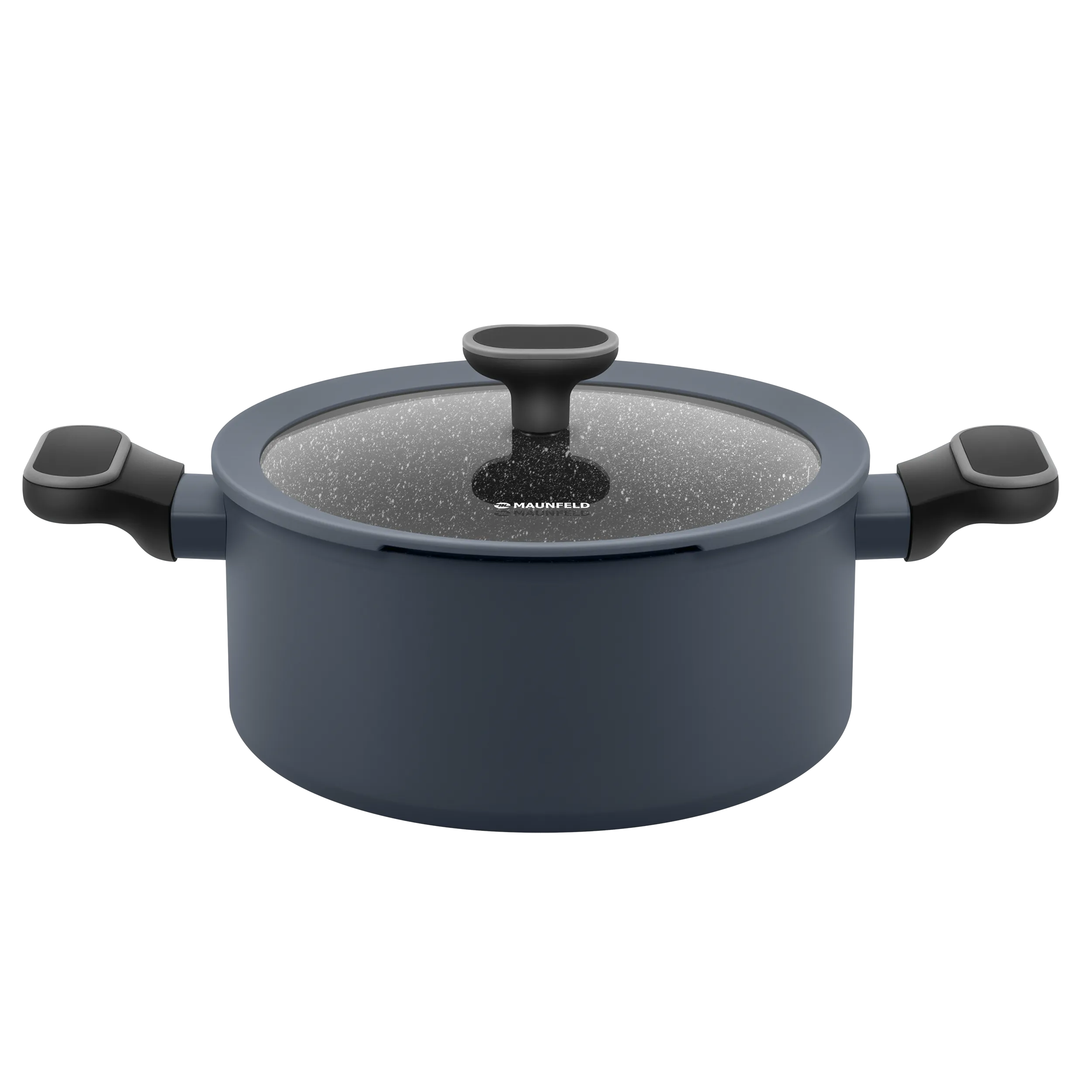 Кастрюля MAUNFELD FRIDA MCS29FA02DG из кованого алюминия со стеклянной крышкой, 20 см, 2,9 л. Графитовый