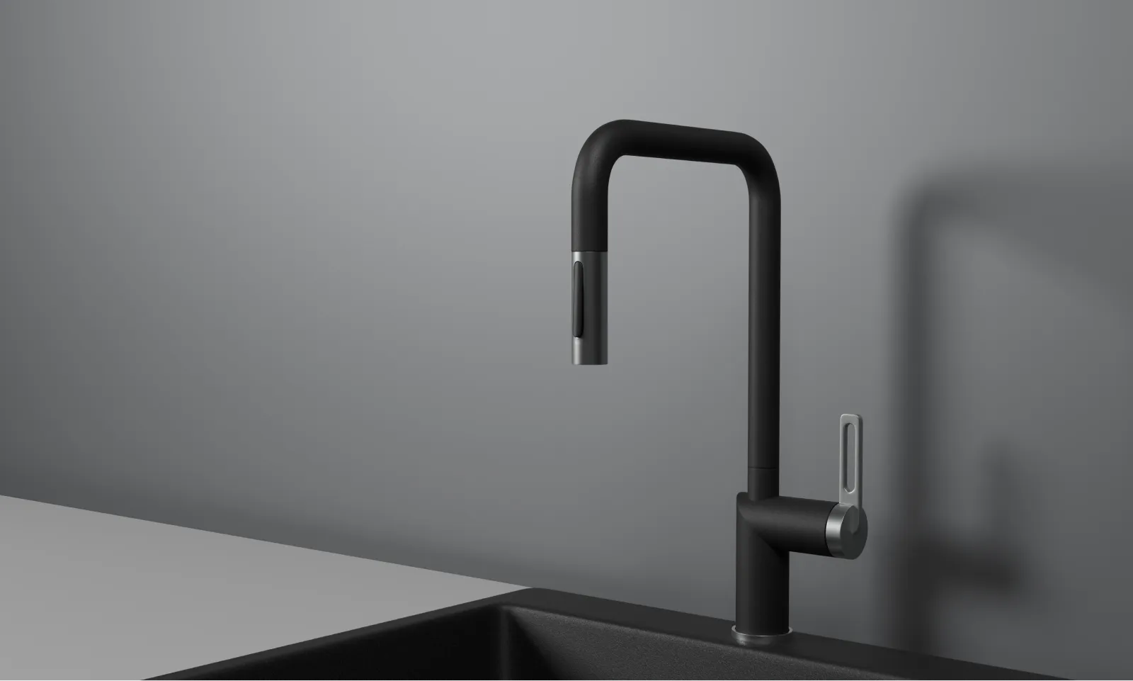 GR-8173, ШВАРЦ, СМЕСИТЕЛЬ КУХОННЫЙ С ВЫДВИЖНЫМ ИЗЛИВОМ