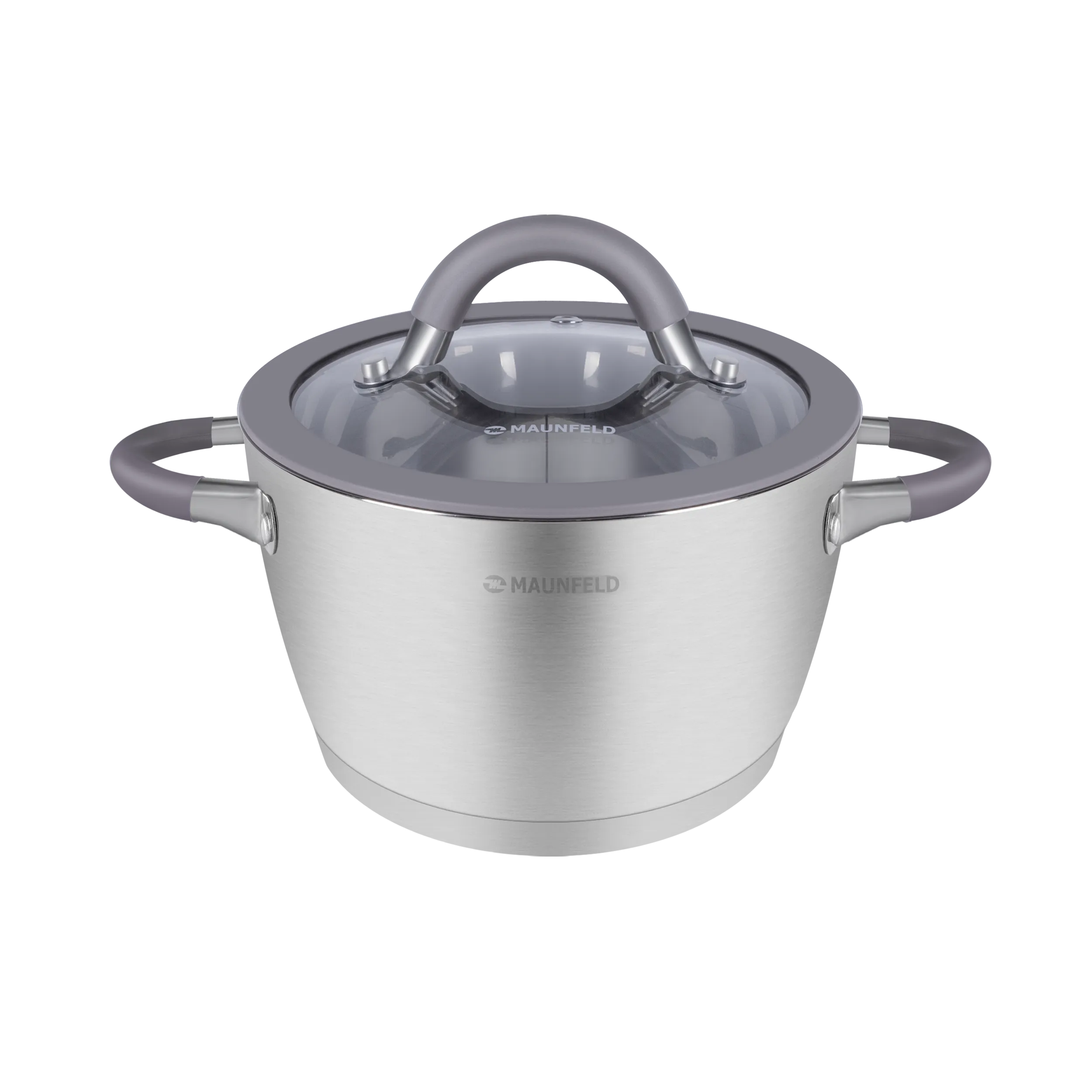Кастрюля MAUNFELD LEONA MF30LN01CR из нержавеющей стали со стеклянной крышкой, 18 см, 2,4 л.