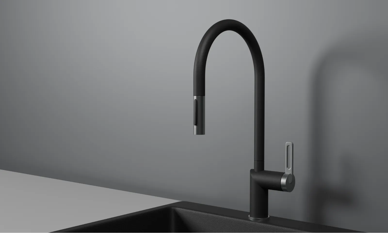 GR-8172, ШВАРЦ, СМЕСИТЕЛЬ КУХОННЫЙ С ВЫДВИЖНЫМ ИЗЛИВОМ