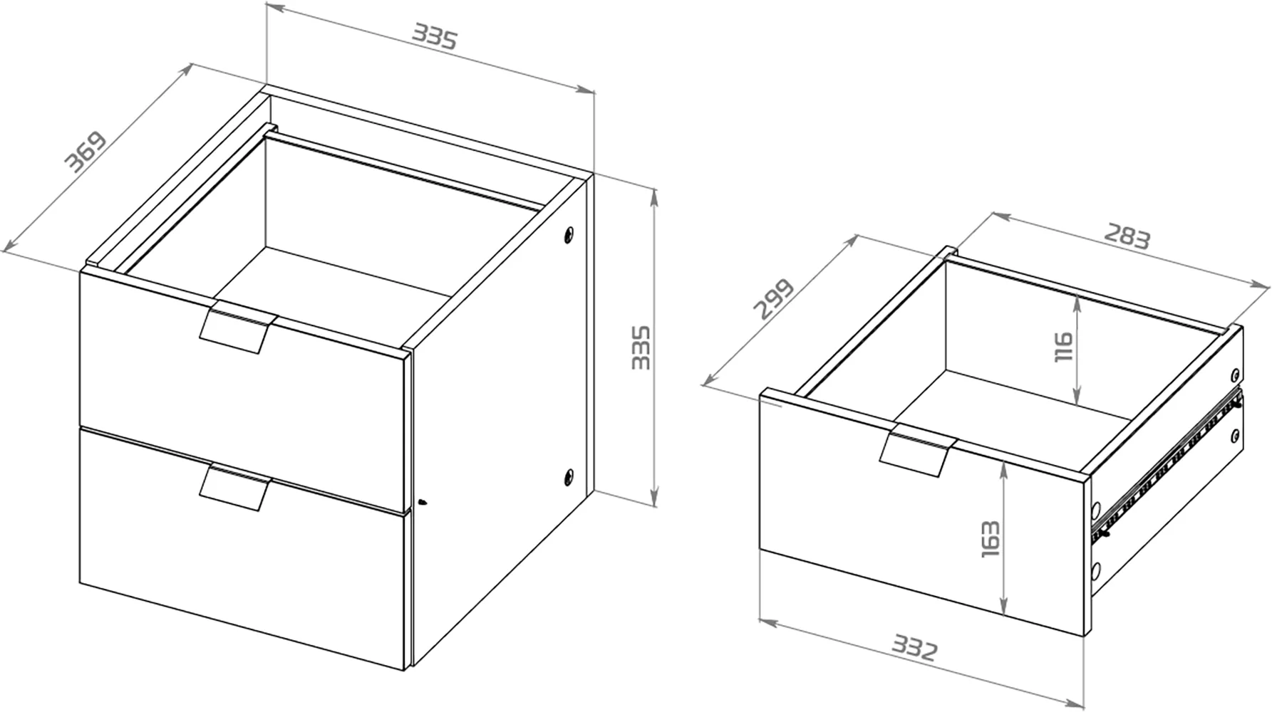 S01903 Фора модуль с двумя ящиками 33х33х37, белый