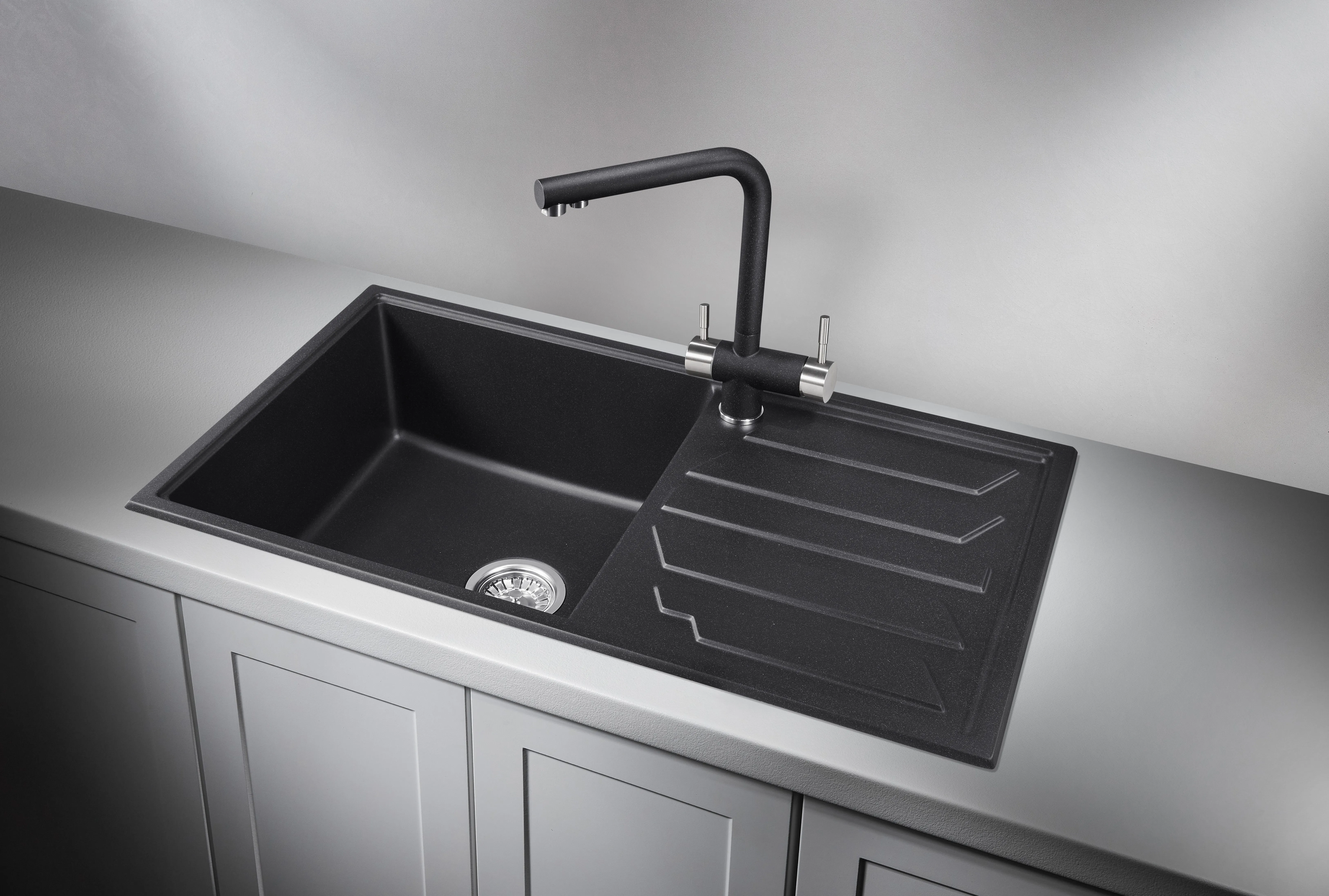 8601, ЧЁРНЫЙ, кухонная мойка, кварц