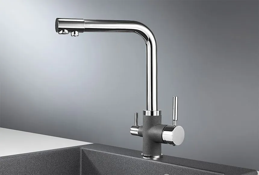 3015, XРОМ/ГРАФИТ (ЧЁРНО-СЕРЫЙ), СМЕСИТЕЛЬ КУХОННЫЙ