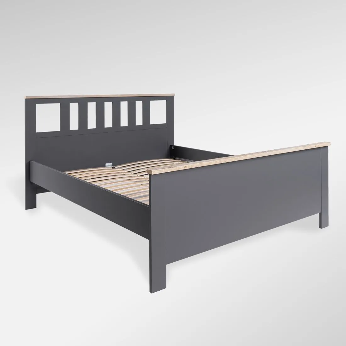 2.08.04.070.15 САГА кровать двойная 160х200 серая/ясень