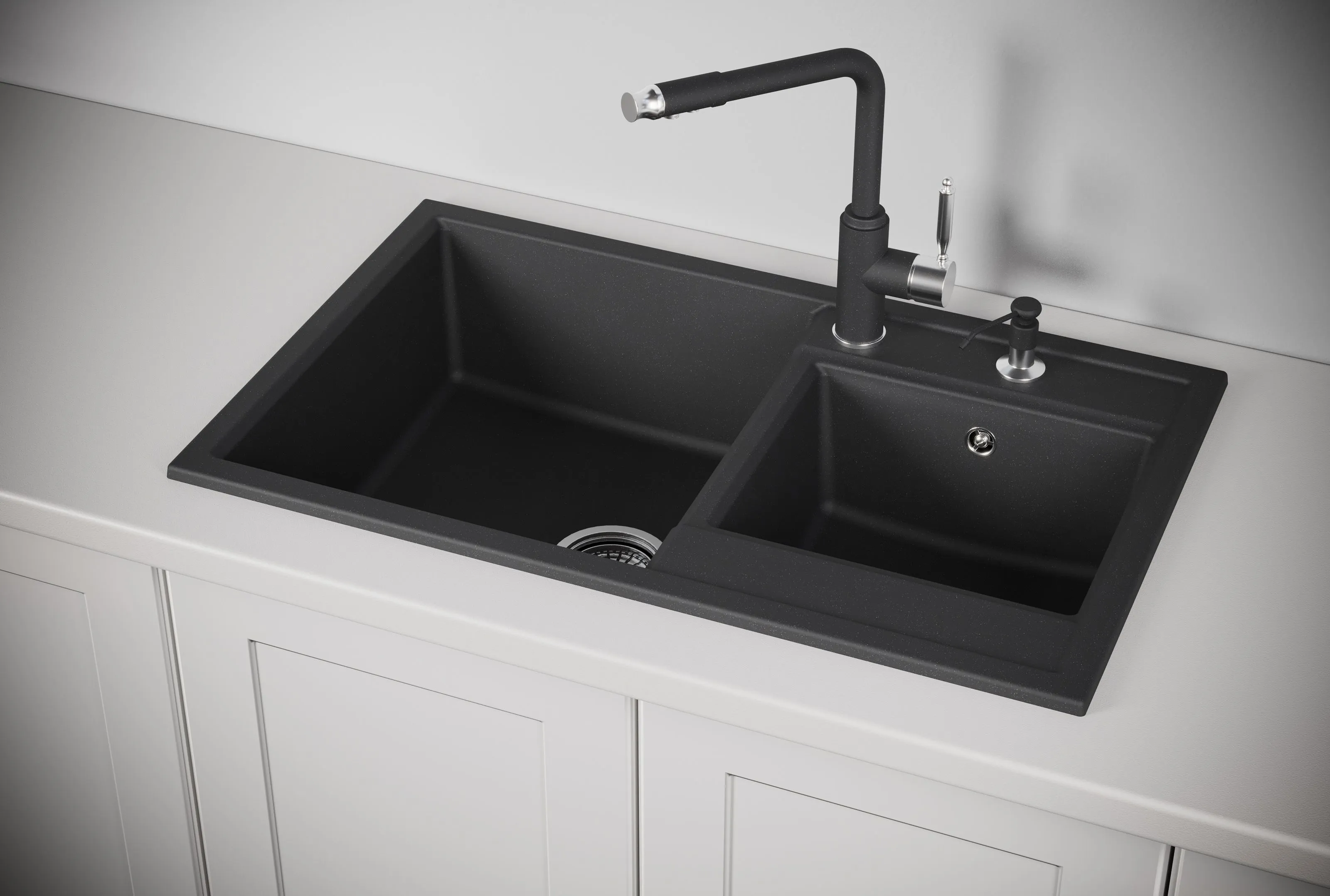 8201, ЧЁРНЫЙ, кухонная мойка, кварц