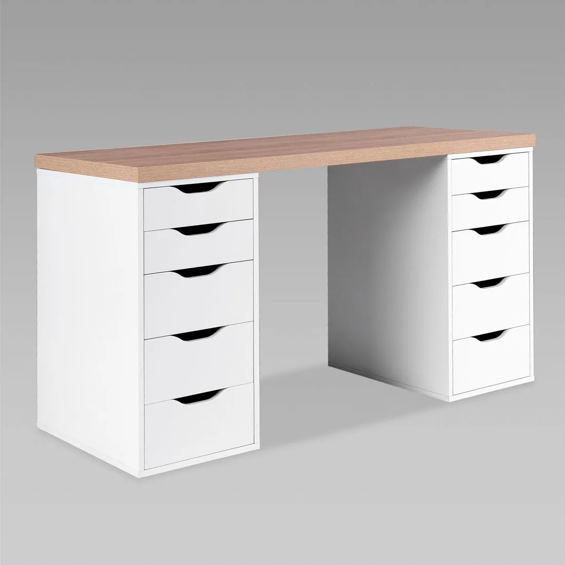 S00920 Ингар 2/55 стол письменный 140x75x55, дуб беленый/белый