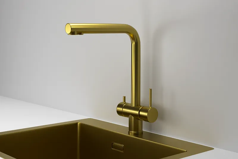 KS-7011, ЗОЛОТО САТИН, СМЕСИТЕЛЬ КУХОННЫЙ