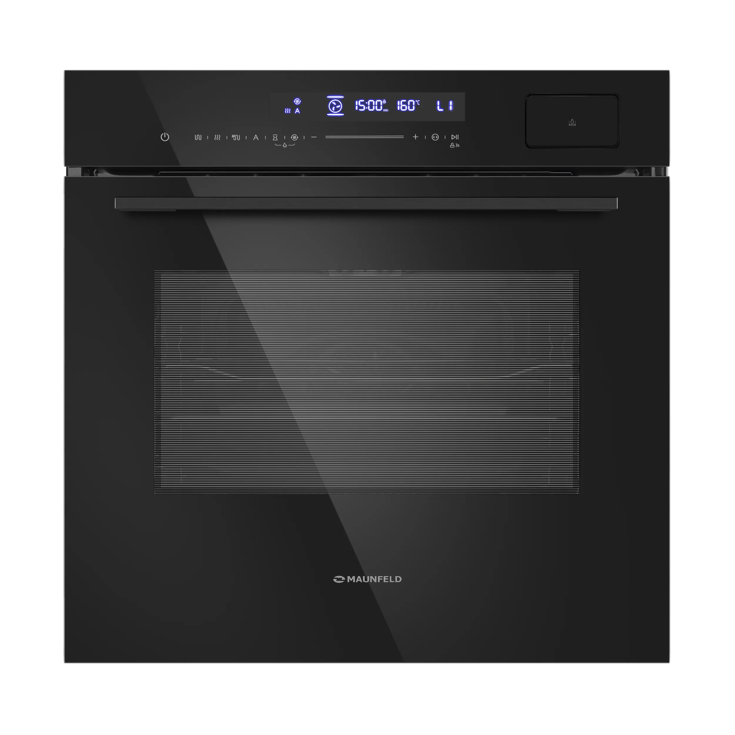 Шкаф духовой электрический с паром MAUNFELD MEOR7216STFB Черный/черная фурнитура