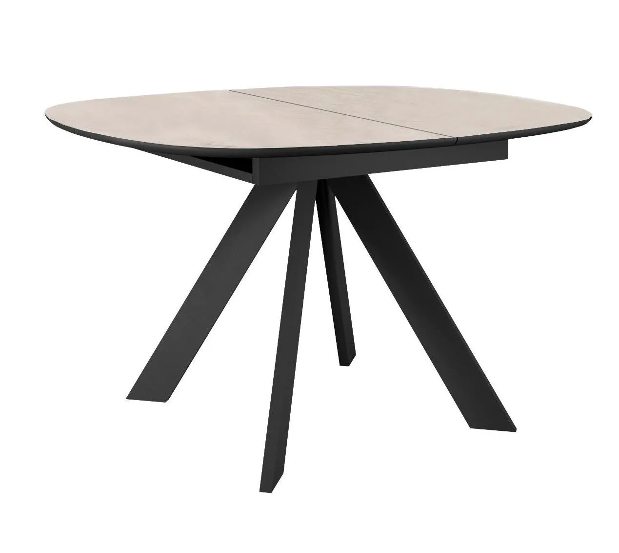 Стол DikLine BK100 Керамика Krater Perla (бежевый матовый)/подстолье черное/опоры черные