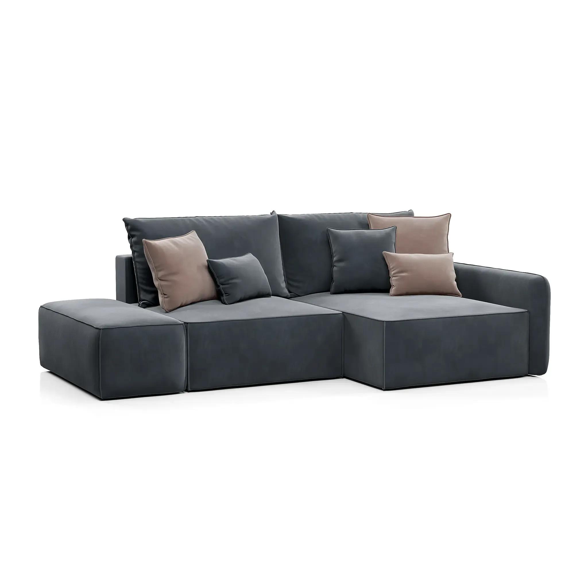 ПОРТЛЕНД Диван угловой с банкеткой серый