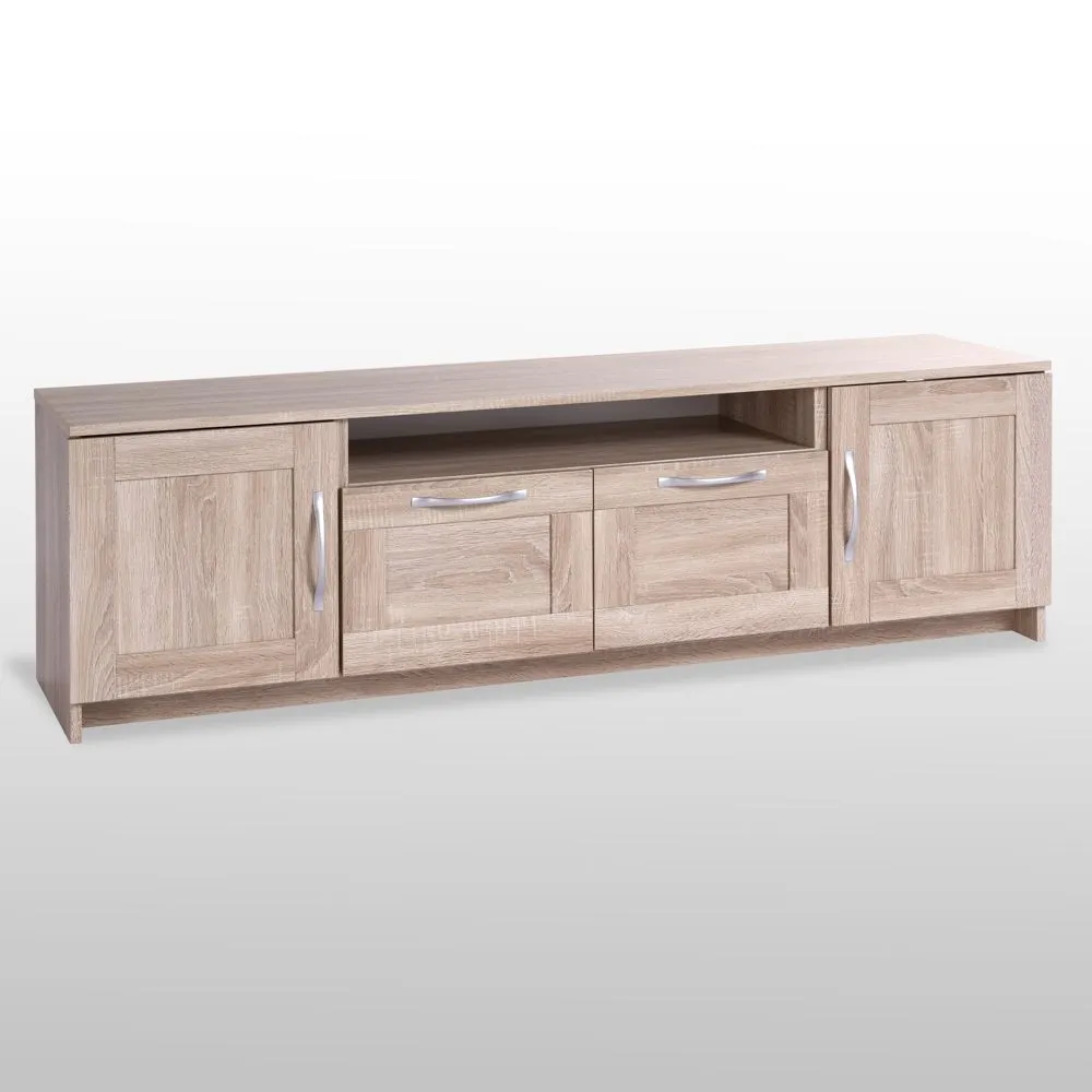 Тумба СИРИУС под телевизор напольня широкая с двумя ящиками, цвет Дуб Сонома