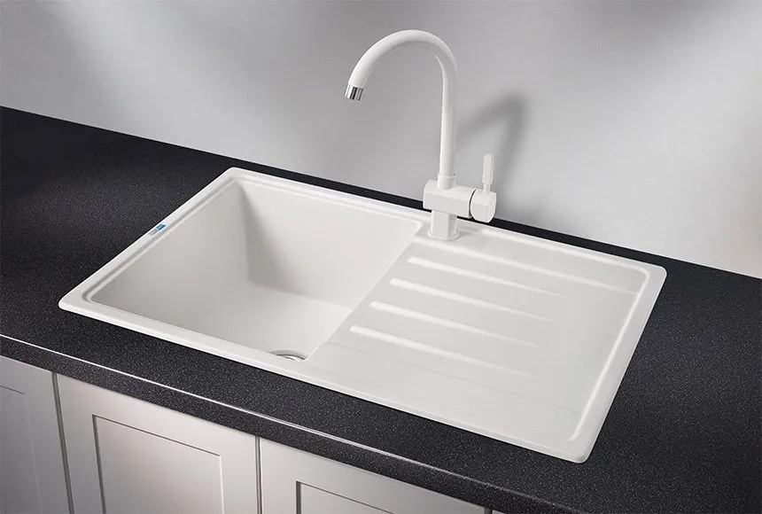 7602, БЕЛЫЙ, кухонная мойка, СтандАРТ кварц