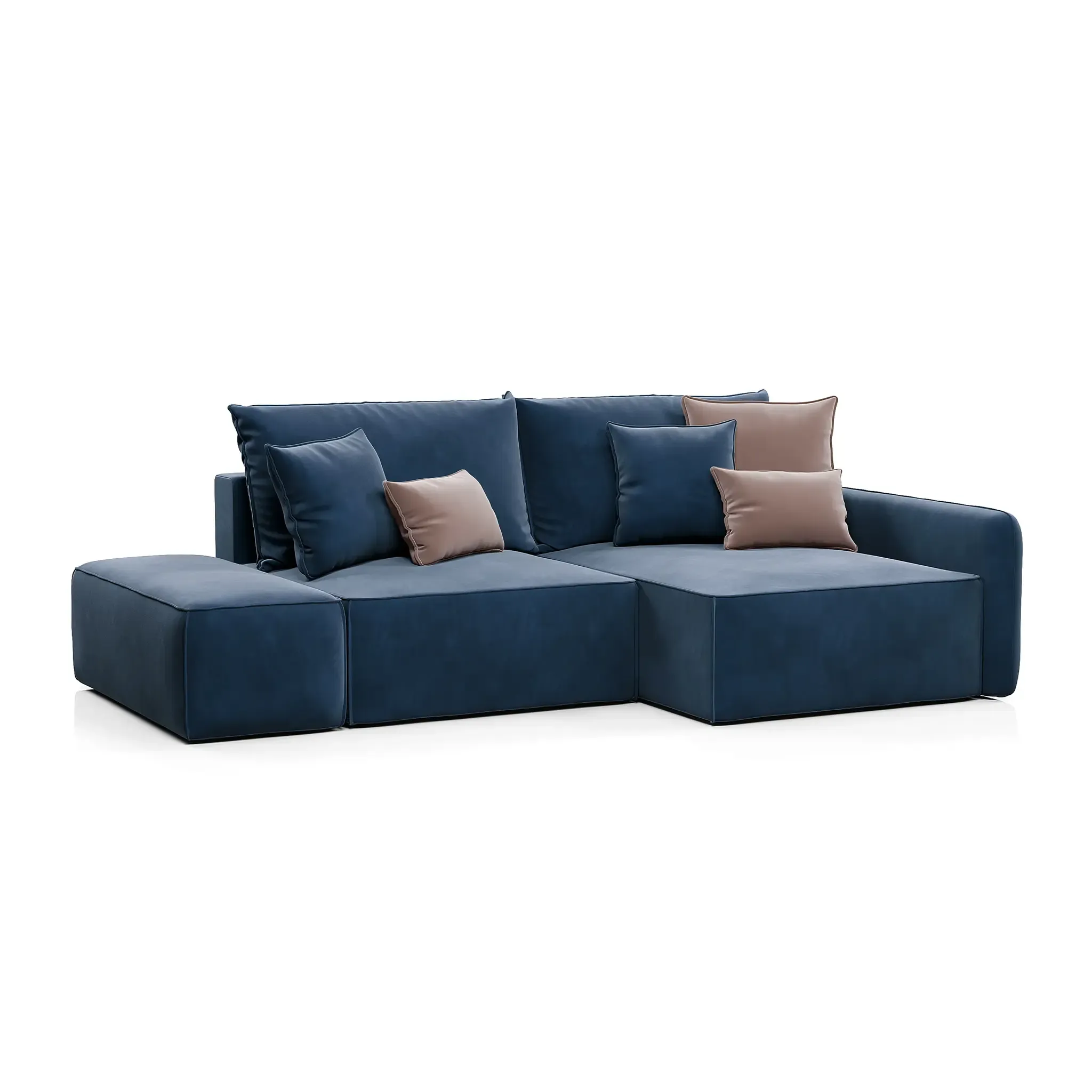 ПОРТЛЕНД Диван угловой с банкеткой синий