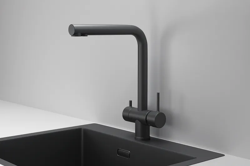 KS-7011, ЧЕРНЫЙ МАТОВЫЙ, СМЕСИТЕЛЬ КУХОННЫЙ