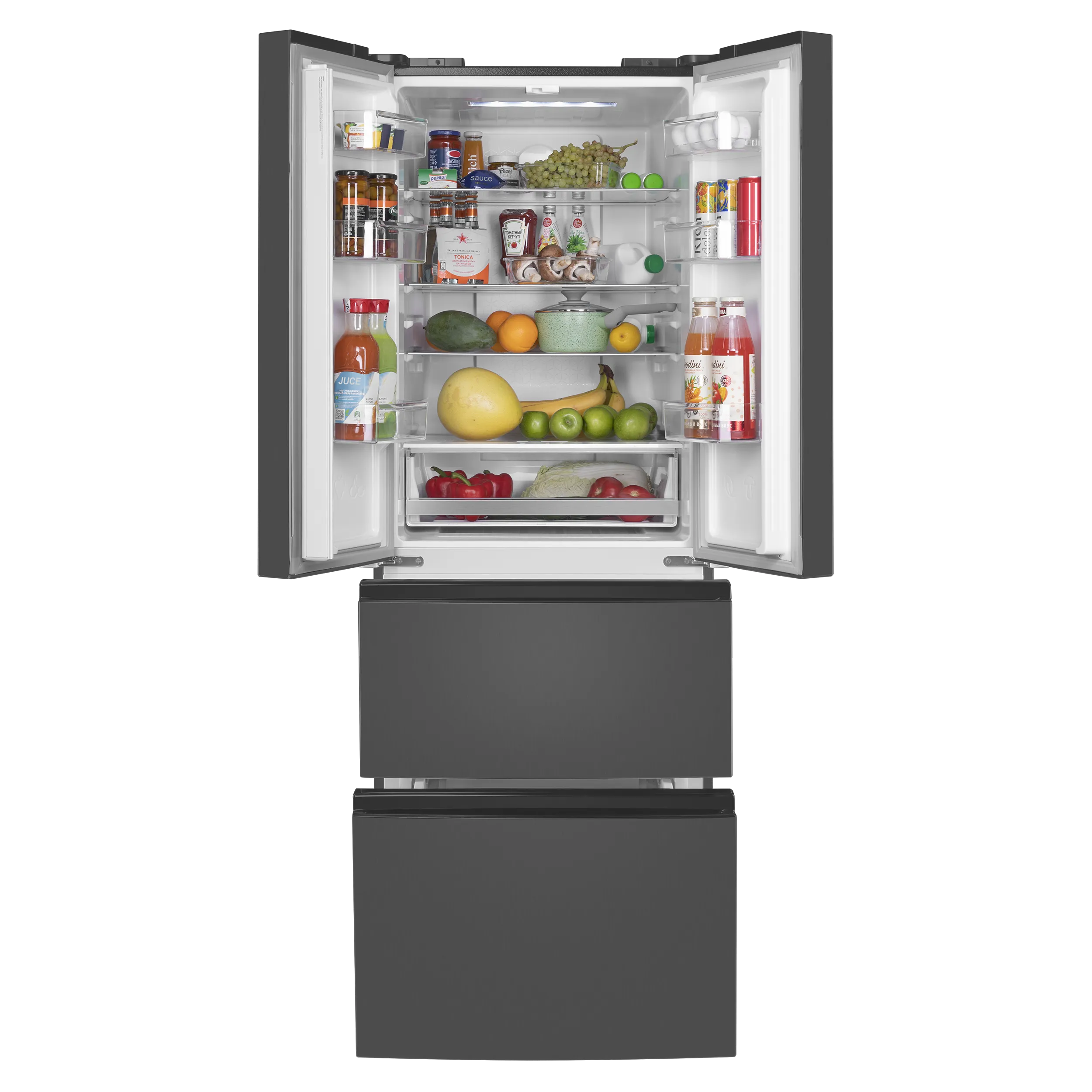 Холодильник-морозильник MAUNFELD MFF180NFE01 Черная нержавеющая сталь