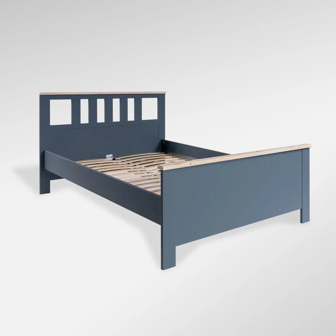 2.08.04.060.16 САГА кровать двойная 140х200 темно-бирюзовая/ясень