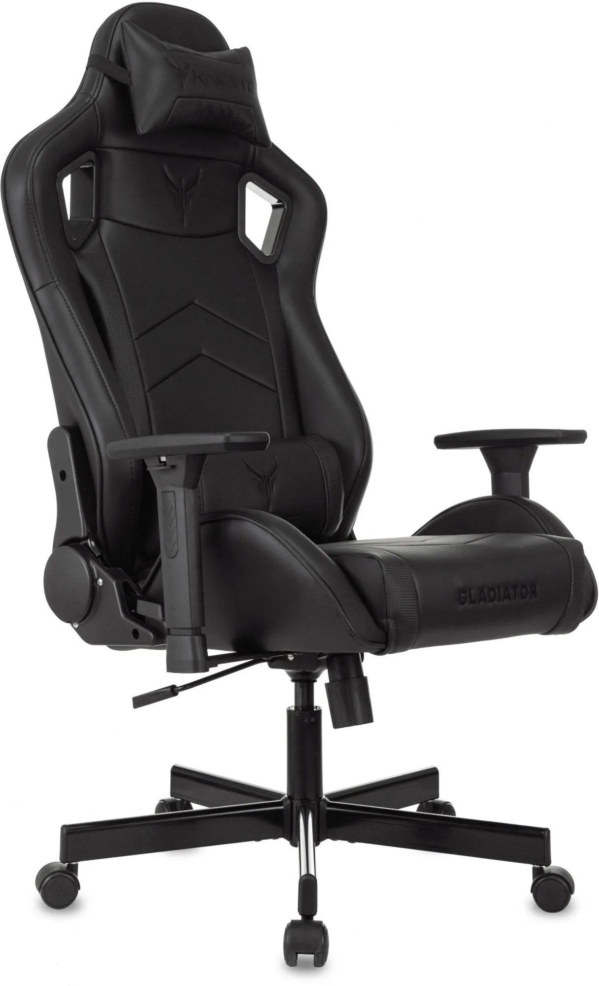 Кресло игровое Knight Gladiator черный экокожа крестов. металл