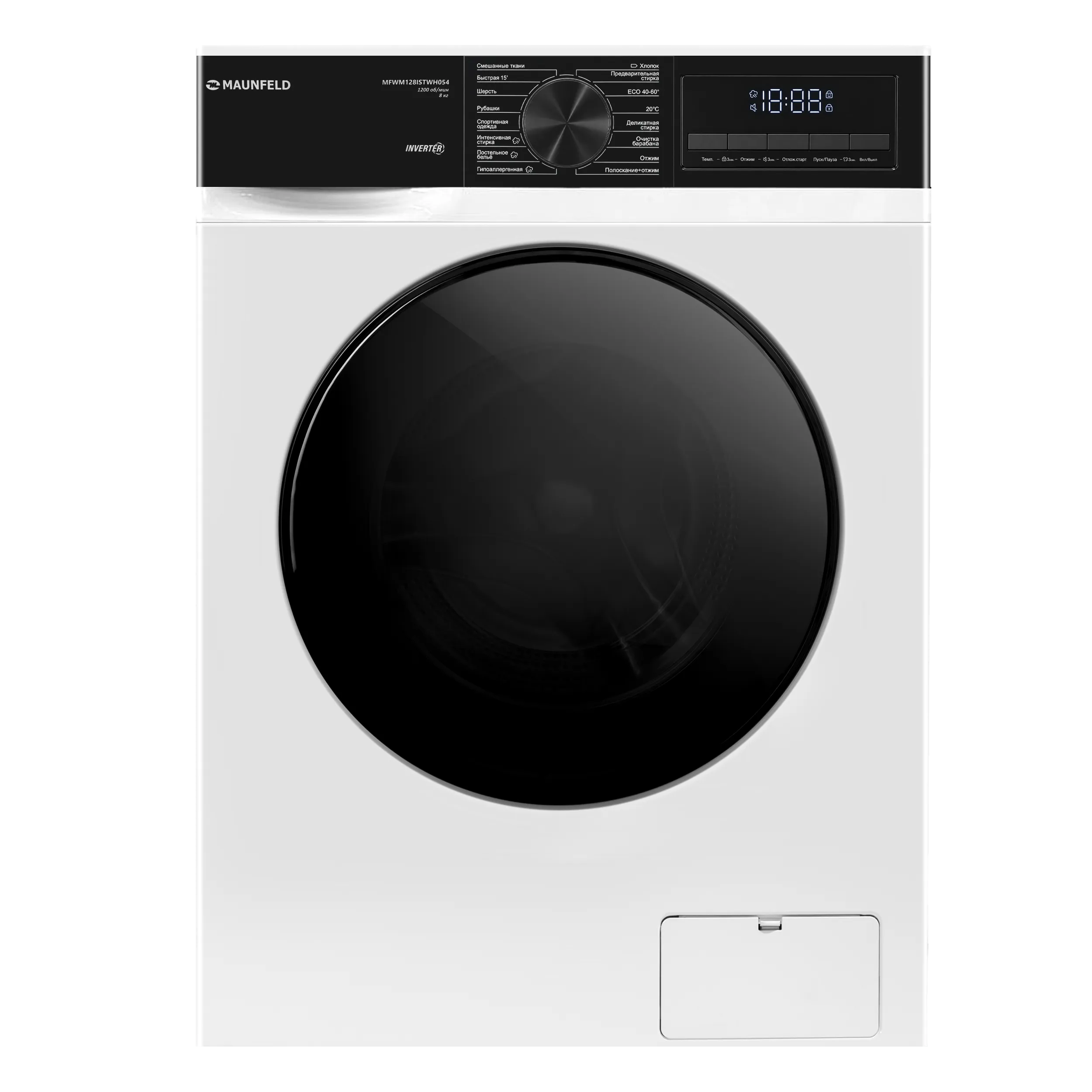 Стиральная машина с инвертором и паром MAUNFELD MFWM128ISTWH054 Белый