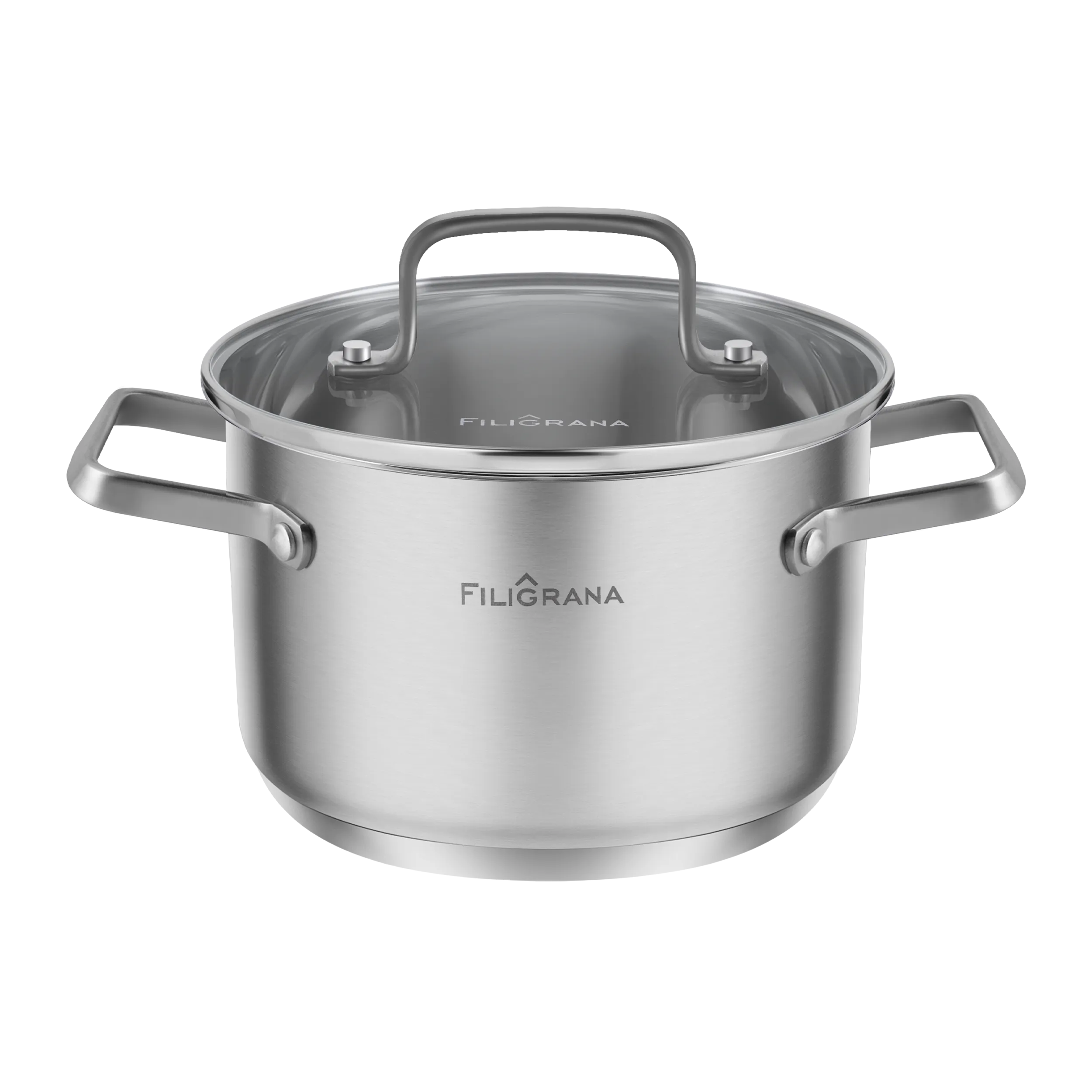 Кастрюля FILIGRANA MOLLY FG30MLL01CR из нержавеющей стали со стеклянной крышкой, 18  см, 2,6 л. Нержавеющая сталь
