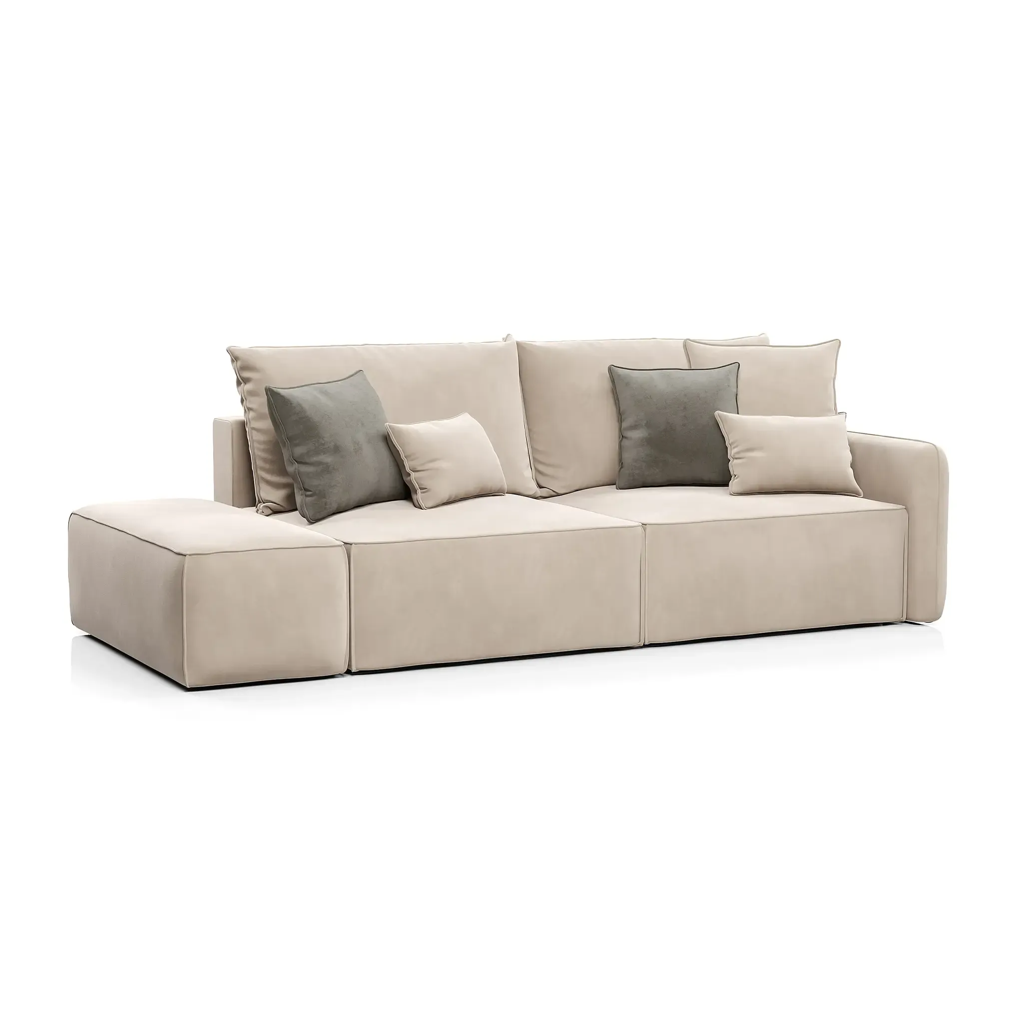 ПОРТЛЕНД Диван прямой с банкеткой светло-бежевый