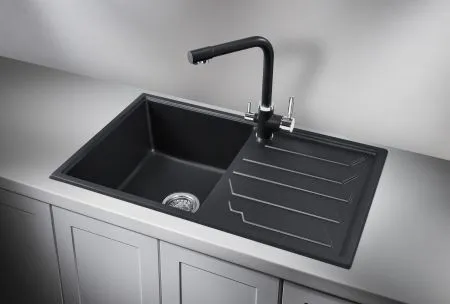 8002, ЧЁРНЫЙ, кухонная мойка, кварц