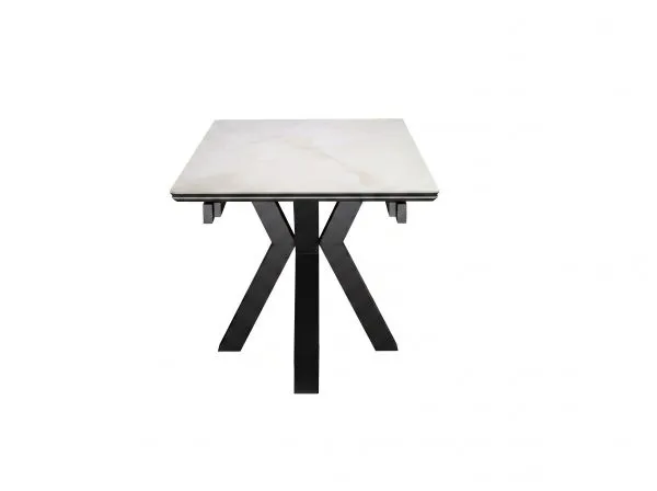 Стол DikLine SFE160 Керамика глянец белый Icelandic white jade (Ostra bianco light)/подстолье черное/опоры черные (2 уп.)